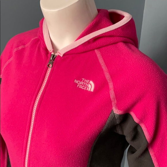 The North Face pink & gray zipper fleece with hood - Picture 2 of 6